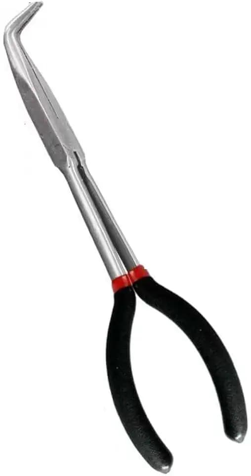 Extra Long Needle Nose Plier, 11" or 16" Straight head Plier with Insulated Comfort Grip Handle, 90 Degree Curved Plier, O-shape Tip plier, Craft Repairing Tool (16 inch 85 degree bent head)