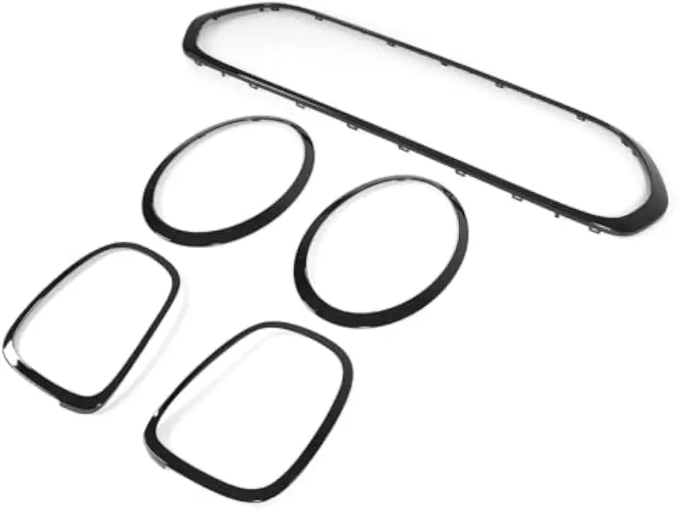 Fydun Frontgrilleinfassung 5 Stück Schwarzglänzendes Scheinwerfer-Rücklichtgitter Surround-Abdeckungsleisten Ersatz für Mini F55 F56 F57 One S JCW 2014+
