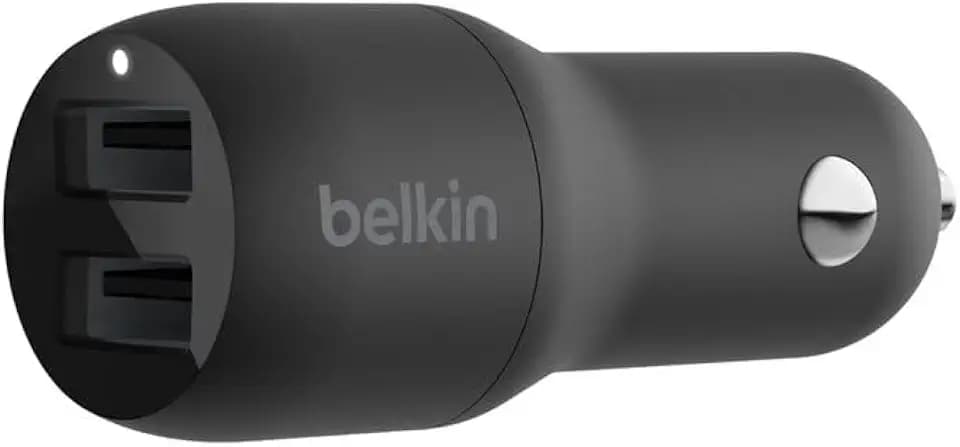 Belkin USB-Kfz-Ladegerät mit 2 Ports, 24 W (Boost Charge Kfz-Ladegerät, USB-Auto-Ladegerät) iPhone 14/14 Plus, 14 Pro, 14 Pro Max, 13, 12, 11 und ältere Modelle, Kfz-Ladegerät, Android Auto-Ladegerät