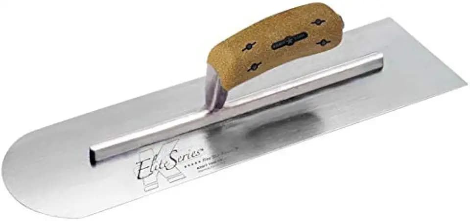 Kraft Tool CFE286K 18"x4" Elite Series Five Star Carbon Steel Round Front/Square Back Cement Trowel w/Cork Hdl