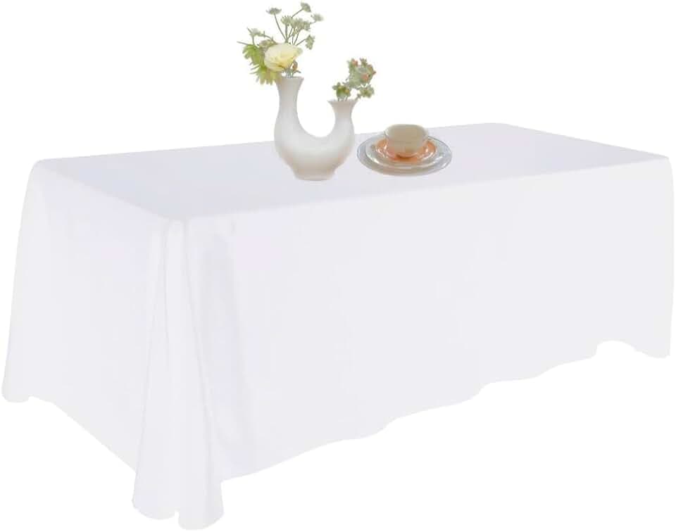 Tablecloth for 6-8ft Rectangle Table that Seats 6-8 Person, White. 70x120in