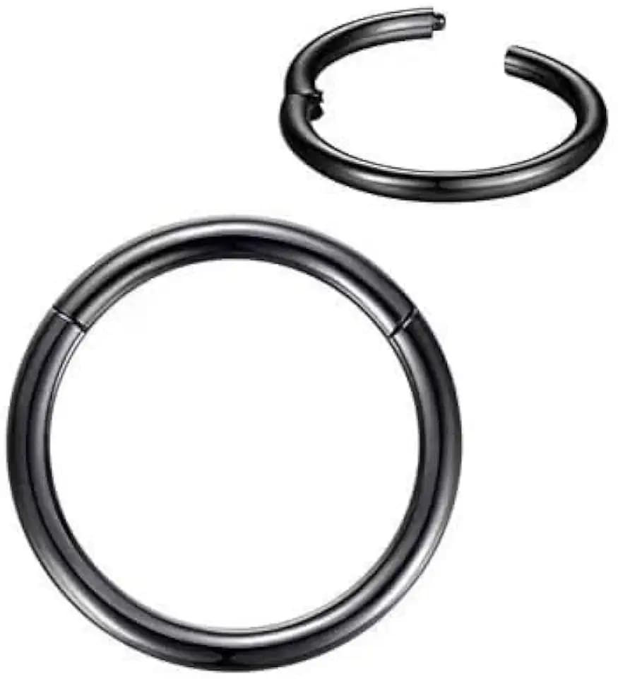 Titanium Nose Rings Hoop/Hinged Jewelry Earring for Septum, Cartilage earrings and Piercing ring for Conch, Daith, Rook, Lip, Belly Button, Body Piercings for Women and Men