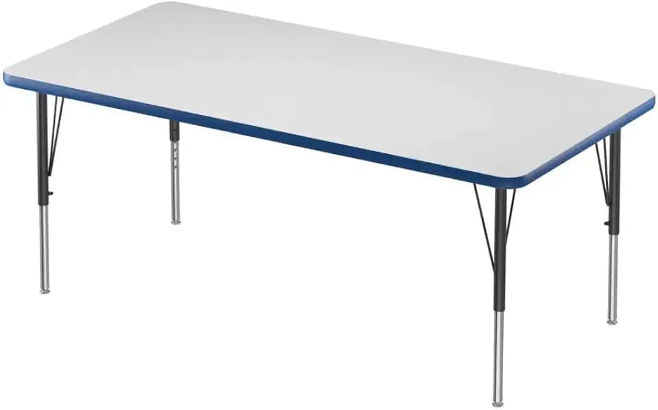 Correll 30" x 60" Rectangular Dry Erase Classroom Table, Markerboard/Blue