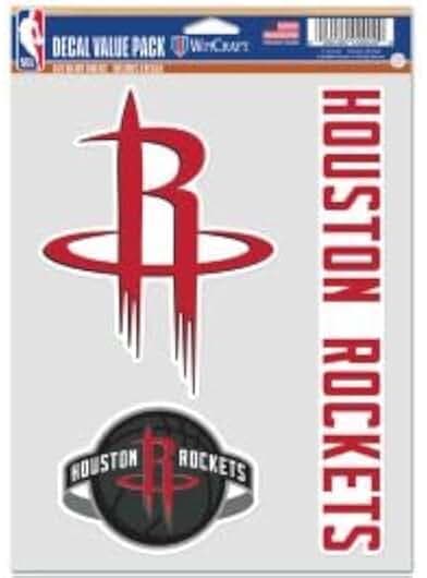 NBA Houston Rockets Decal Multi Use Fan 3 Pack, Team Colors, One Size