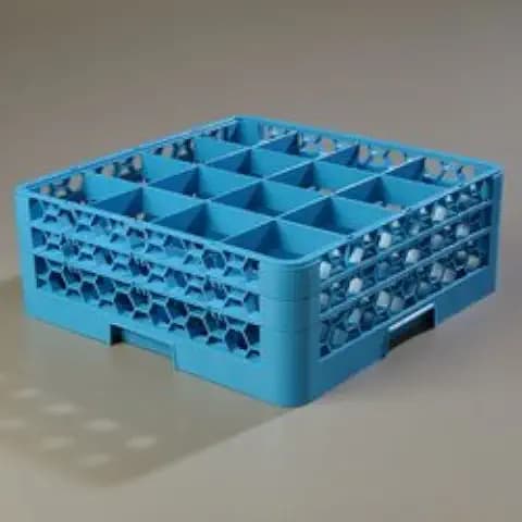Carlisle FoodService Products RG16-214 FBA_RG16214 16 Compartment Glass Rack with 2 Extenders, 7.12", Blue
