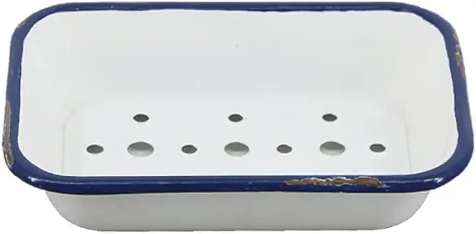 Joy Choice 6.5" Farmhouse Soap Dish with a Tray - White Metal Soap Dish for Bathroom, Tub and Kitchen, Farmhouse Sponge Holder for Kitchen Sink(White)