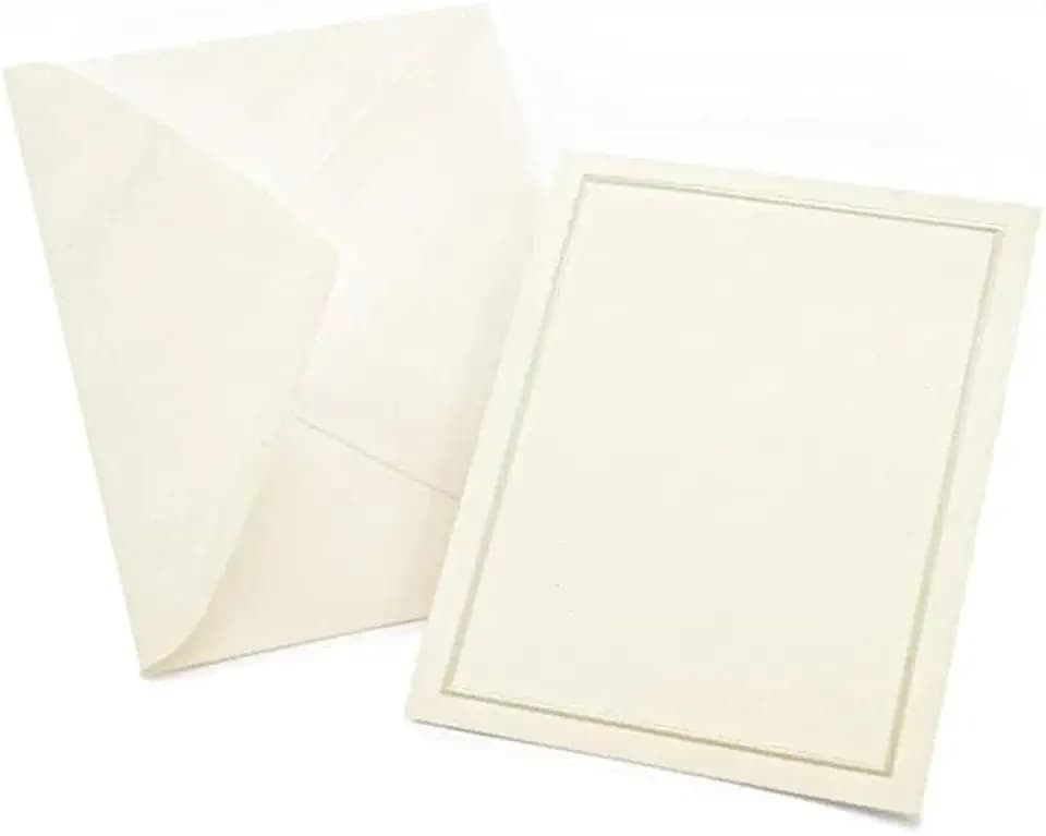 Gartner Studios Pearl Foil Border Print at Home All-Purpose Cards, Ivory/Cream, 4.25 x 5.5 inches