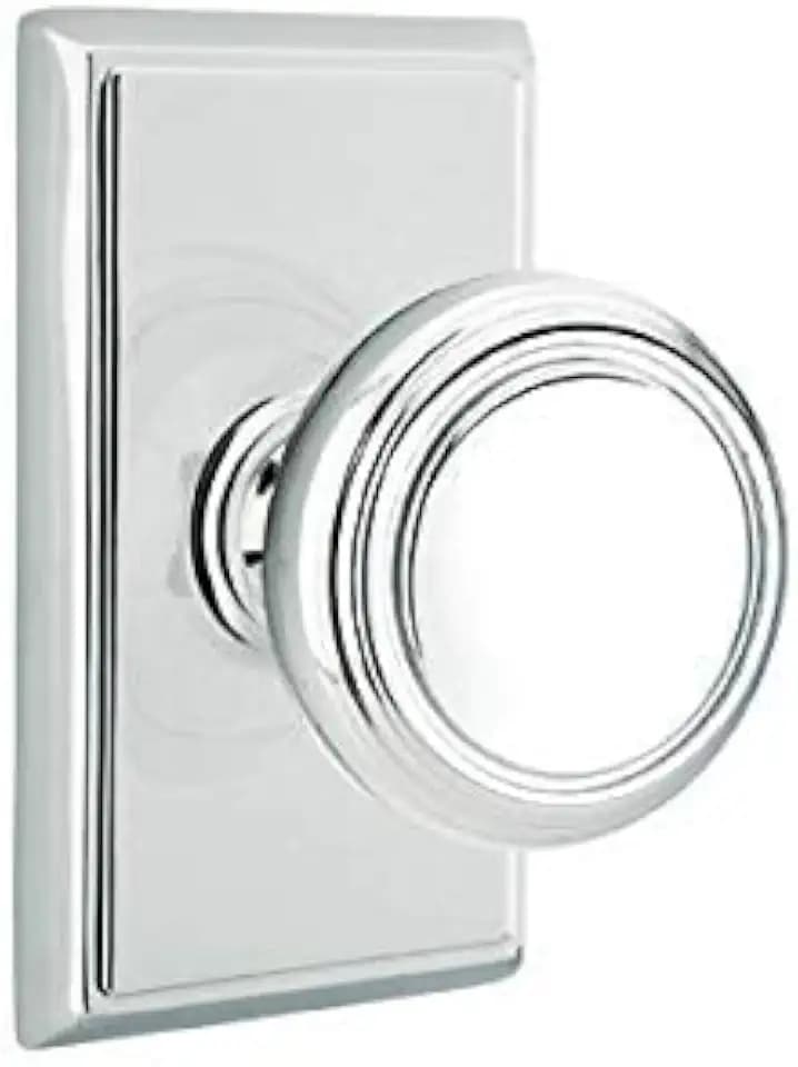 Emtek Privacy Set, Rectangular Rosette, Norwich Knob, Polished Chrome US26