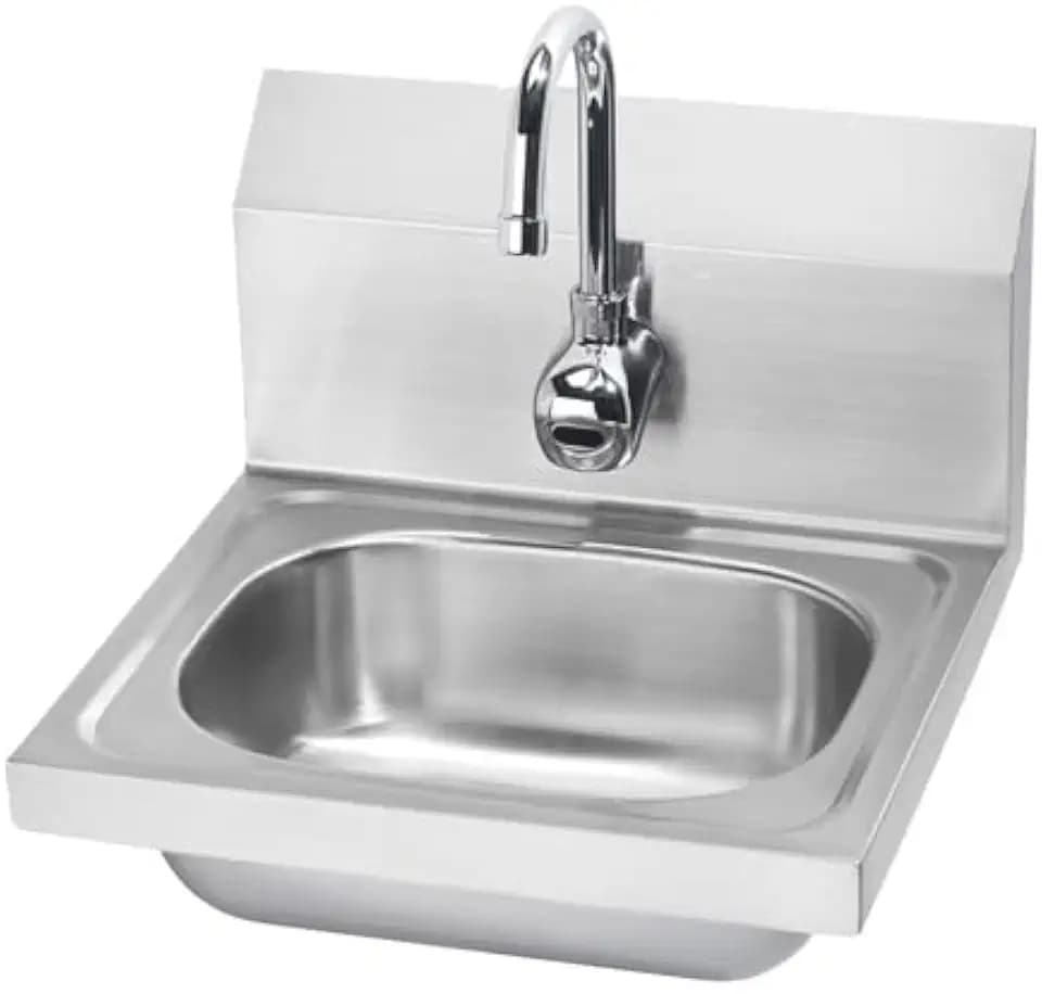 FSE 373-KR-HS-11 Wall Mount Hand Sink with Electronic Sensor Faucet, Gooseneck Spout, 2.2 GPM, 15-3/4 x 15-1/4 x 13-3/8 in Overall Size, 7-3/4 in Backsplash, 12-1/2 x 9-3/4 x 5-5/8 in Bowl