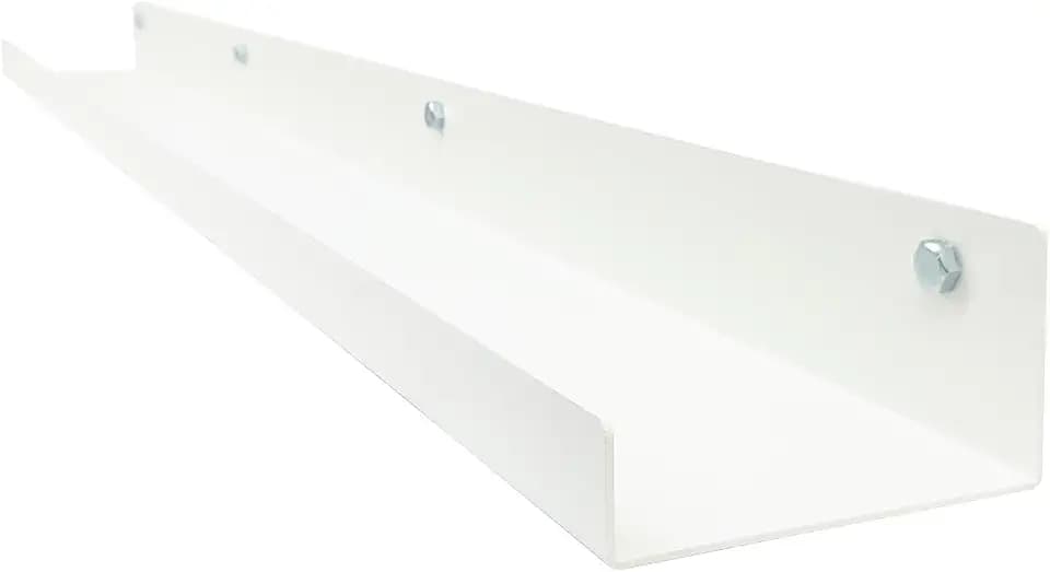 Mitus Floating Metal Wall Shelf Ledge - Modern Industrial White, 36 in