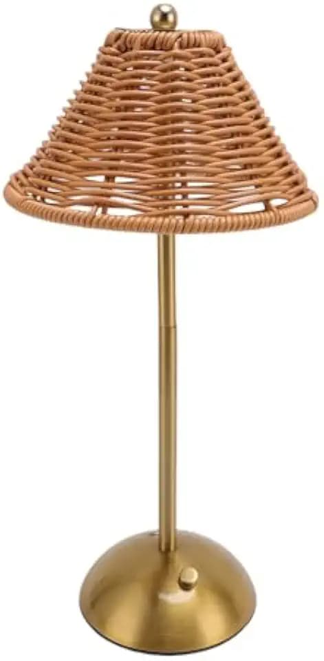 Luqeeg Wiederaufladbare Schreibtischlampe, Schnurlose Rattan-Tischlampe, 3 Farbtemperatur Dimmbare LED-Leuchte USB C-Ladung 6-7h Arbeitszeit für Nachttisch Desk-Esszimmer Wohnkultur