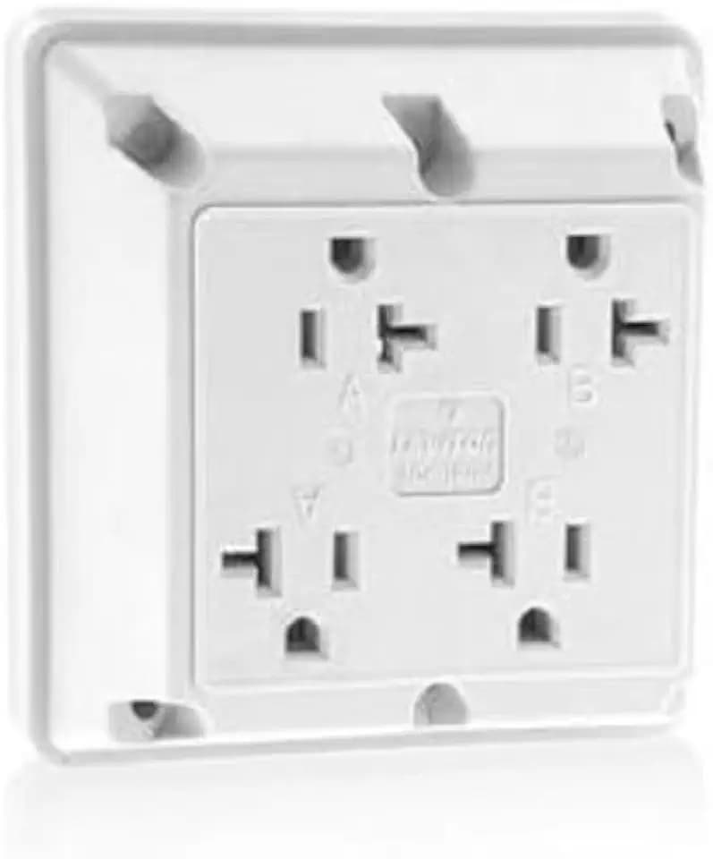 Leviton 20 Amp, 125 Volt, Industrial Series Extra Heavy Duty Grade, 4-In-1 Receptacle, Straight Blade, Grounding, 21254-W, White