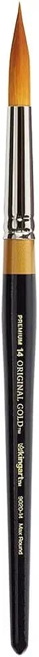 KINGART Premium Original Gold 9020-14 Ultra Round Series Artist Brush, Golden Taklon Synthetic Hair, Short Handle, for Acrylic, Watercolor, Oil and Gouache Painting, Size 14
