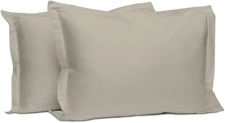 Pizuna 100% Cotton King Pillow Shams 400 Thread Count Simply Taupe