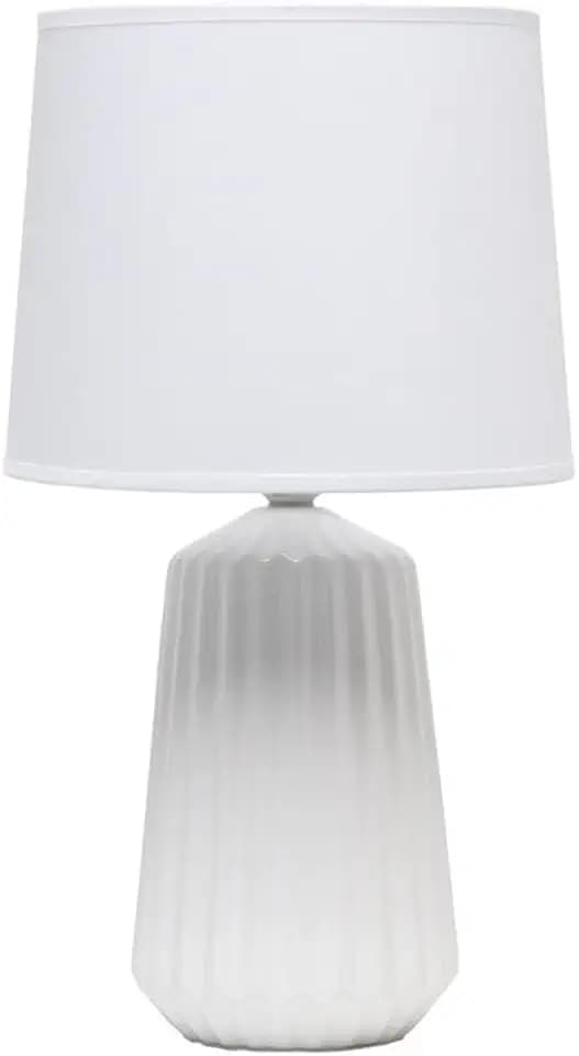 Simple Designs LT1119-OFF Pleated English Ceramic Base Bedside Table Lamp, Off White