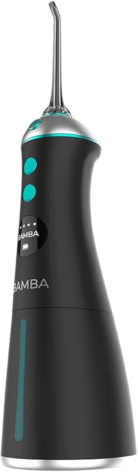 Cecotec Tragbarer Munddusche Bamba ToothCare 1100 Jet Liberty. 6 Modi und 6 Düsen, LED-Display, Kapazität 280 ml, 8 Druckeinstellungen, IPX7, USB-Ladung und Reisetasche