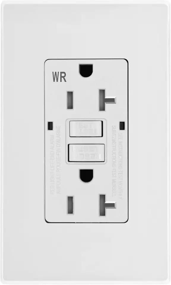 Micmi GFCI Outlet WR Weather Resistant Outdoor Tamper Resistant TR Receptacle Self-Test with LED Indicator, 20Amp 125 Volt Screwless Wallplate Included ETL Listed (1Pack, White)