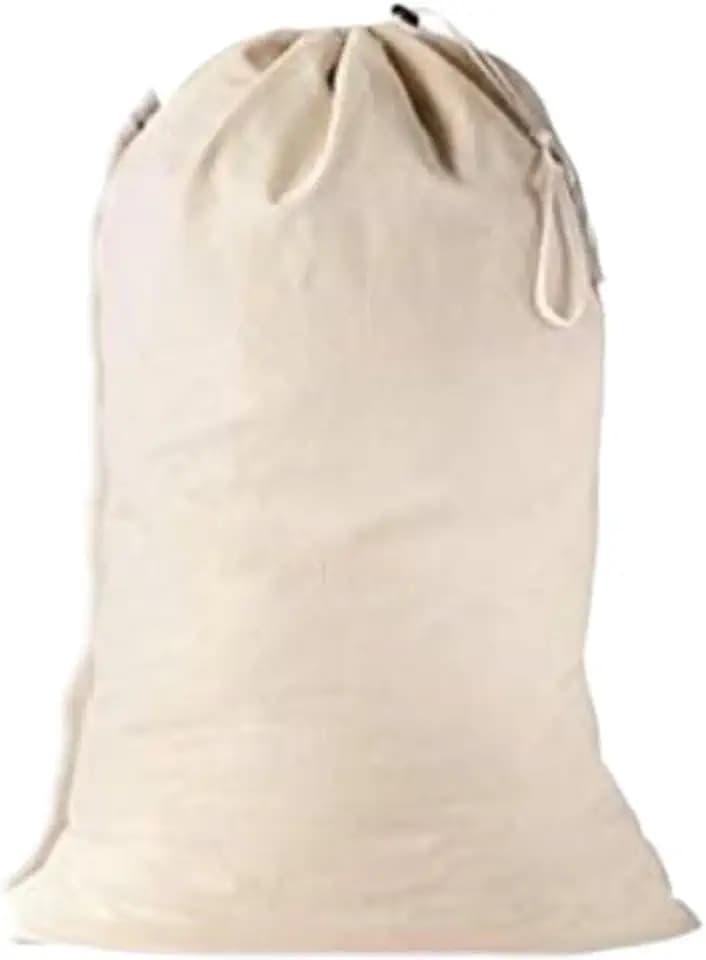 Large Cotton Laundry Bag, Heavy Duty Large Laundry Bags 24 x 36 inch Drawstring Travel Organizer Bag Fit Hamper Basket Camp (Beige, Pack of 1)