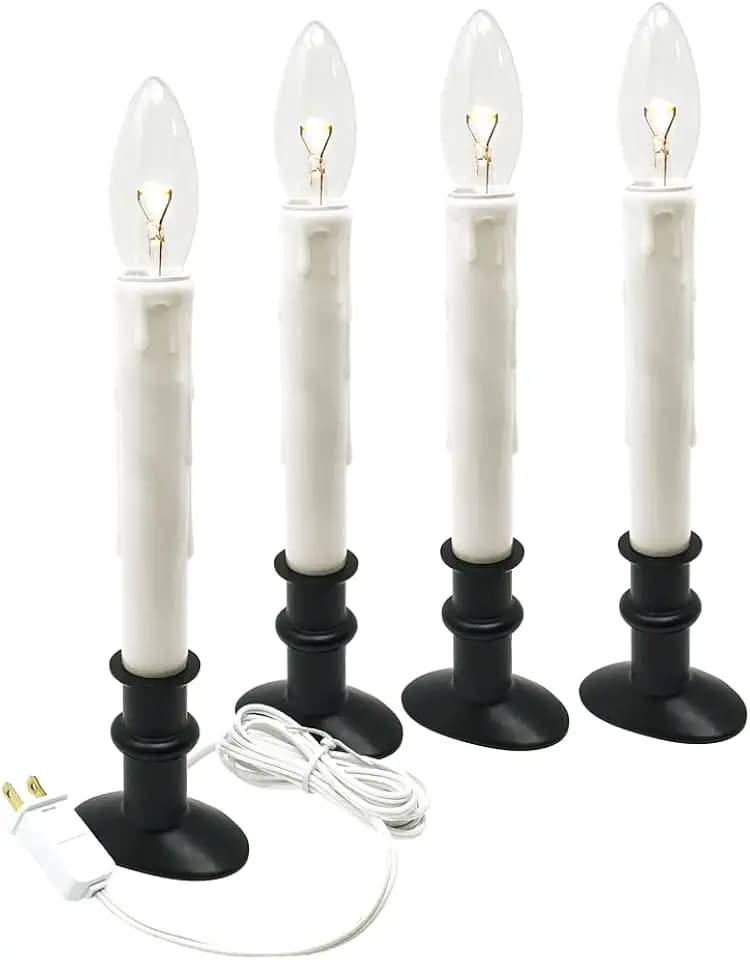 612 Vermont Electric LED Window Candles with Timer, Slim Metal Base