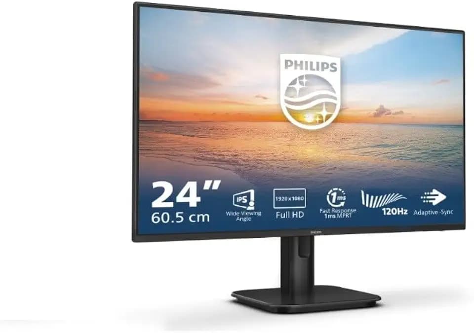 PHILIPS 24E1N1100A - 24 Zoll Full HD Monitor, eingeb. Lautsprecher, 1 ms Reaktionszeit (1920x1080, 120 Hz, VGA, HDMI 1.4) schwarz