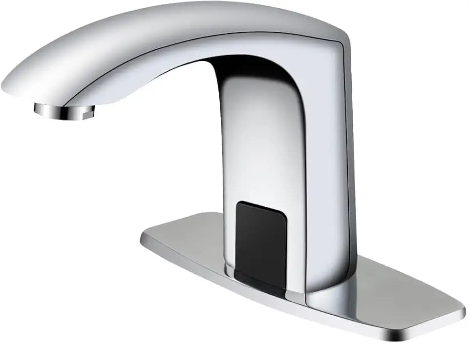 Touchless Bathroom Faucet Automatic Motion Sensor Sink Faucets with Hole Cover Plate and Temperature Mixer,Motion Activated Hands-Free Basin Smart Tap Commercial Sensor Faucet (Chrome)