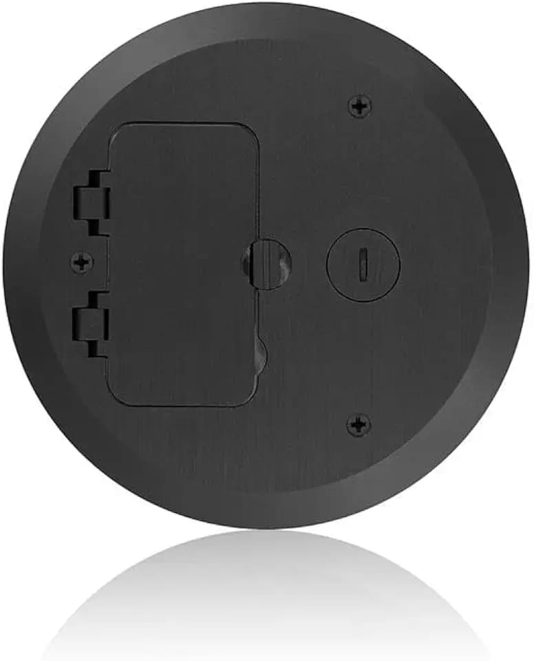 Leviton Concrete Floor Box Black Cover Plate, 1 Decora Flip Lid & 1 Data Cap, FBC1F-E, Black