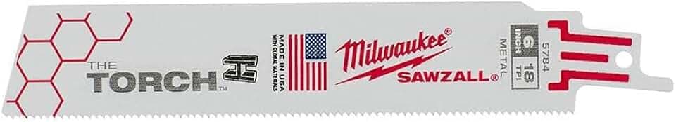 Milwaukee 48-00-5784 6-Inch, 18 Teeth per Inch, Super Sawzall Blades, Bi-Metal, 5