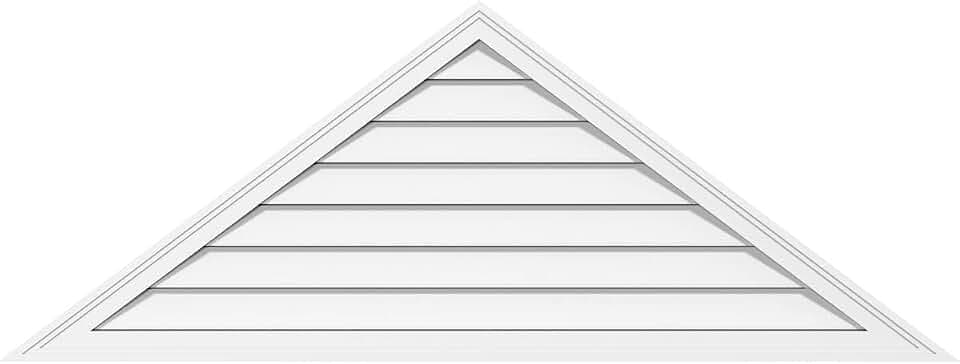 Ekena Millwork GVPTR60X1302SN Triangle Surface Mount PVC Gable Vent, Pitch: 5/12-60 w inch x 12.5 h inch Factory Primed White