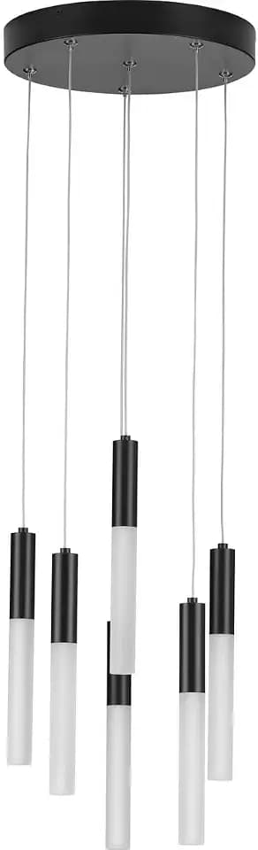 Kylo LED Collection 6-Light Matte Black Frosted Glass LED Modern Hanging Pendant Light