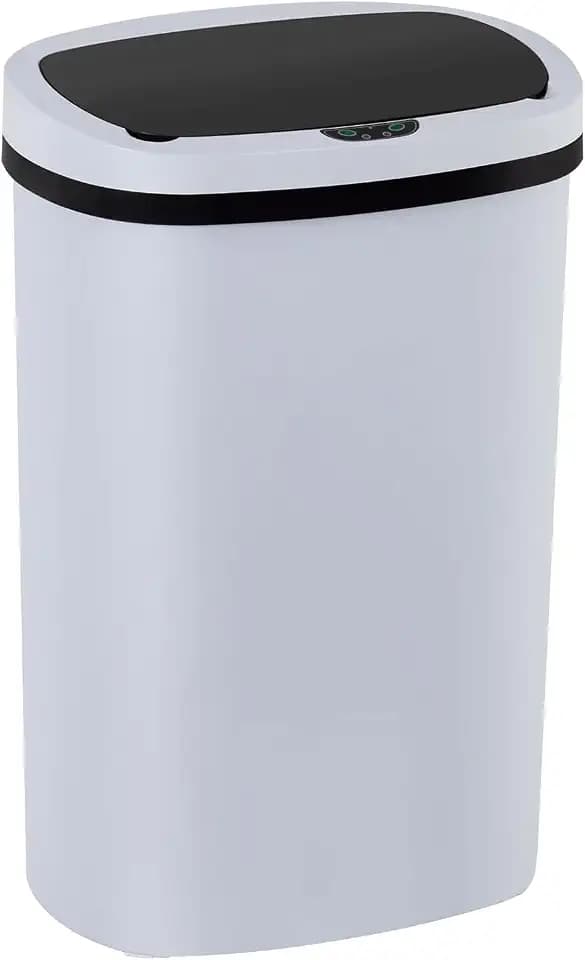 BestOffice | 13 Gallon Plastic Trash Can with Lid | White