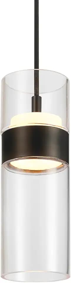 Globe Electric Jessica 9W LED Integrated Up/Down Pendant Lighting, Matte Black, 5ft Black Fabric Cord, Dimmable, 90 CRI, 2700 Kelvin, 550 Lumens