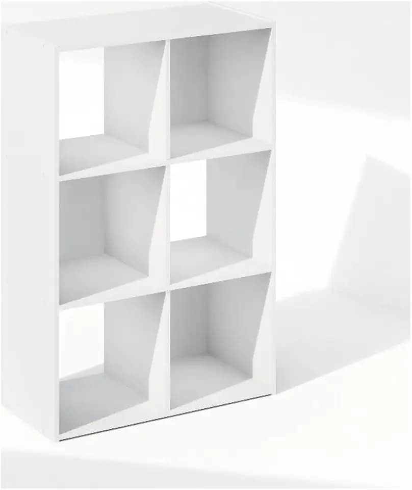Furinno PELLI Book Shelf, 6-Cube Bookshelf, Cube Storage Organizer Bookcase, 11.7 x 23.7 x 35.4, for Living Room, Bedroom, Home Office, White