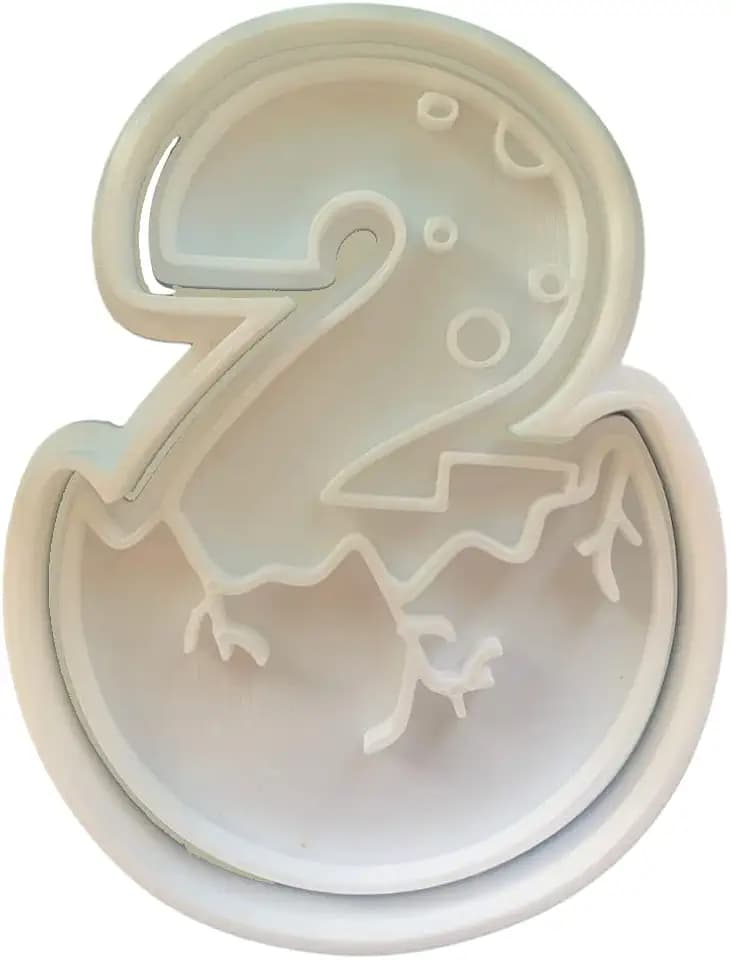 The Cookie Cutter Hub 9cm Dino Number 2 Cookie Cutter and Matching Embosser for Cookies Biscuits Clay Baking Decoration