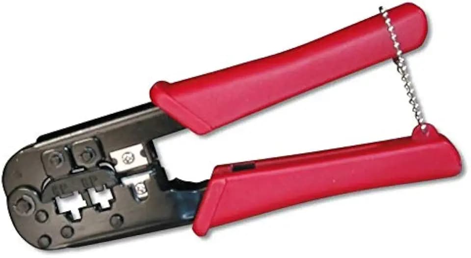PremiumCord Crimpzange für Telefon- und Netzwerkkabel 4,6,8 Adern, Universal, RJ11 RJ12 RJ45, Farbe rot und schwarz