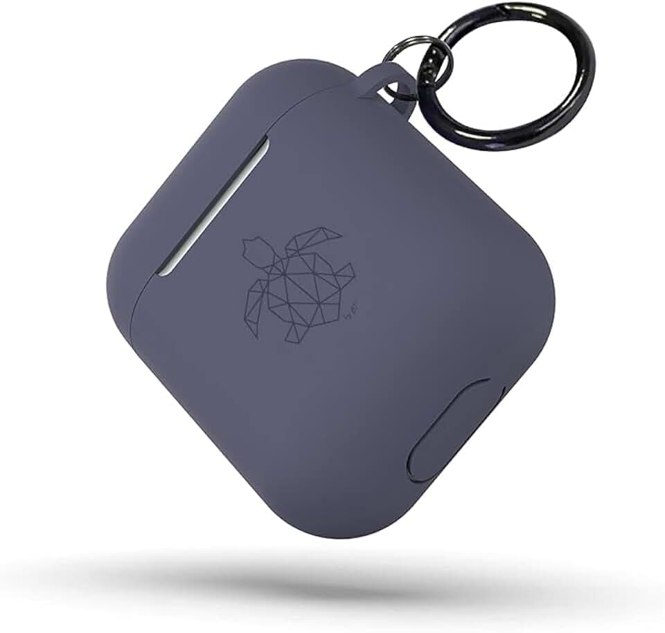 turtleandcase Silikonhülle Kompatibel mit AirPods Hülle | Stoßfeste Schutzhülle | mit Karabiner | Unterstützt kabelloses Laden für AirPods (AirPods 1 & 2, Lavender)