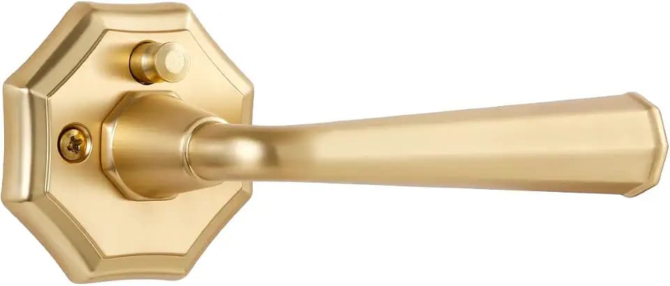 2 Pack Brushed Gold Privacy Door Handles Satin Brass Interior Closet Hallway Interior Vintage Door Levers
