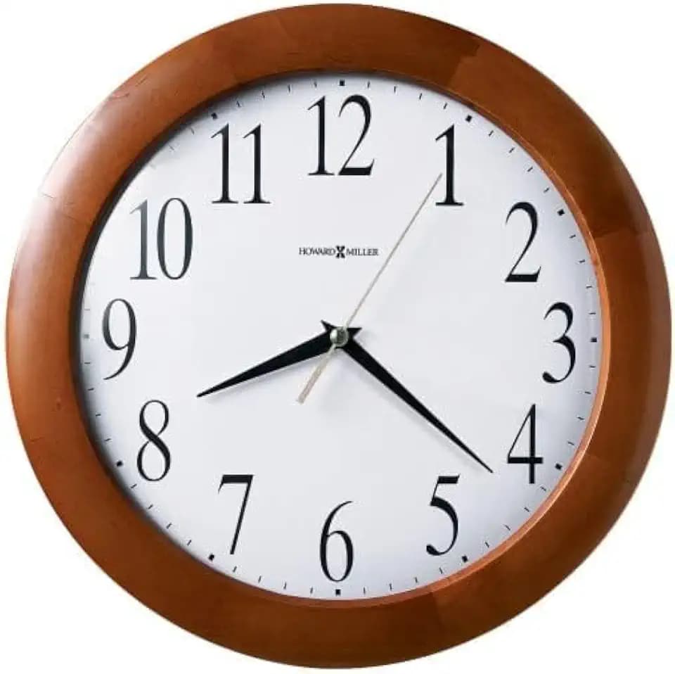 Howard Miller Eden Wall Clock II 549-673 – 12.75-Inch Cherry Finished Wood Case, Modern Convex Glass Crystal, Round Home Decor, White Dial, Quartz Movement Timepiece