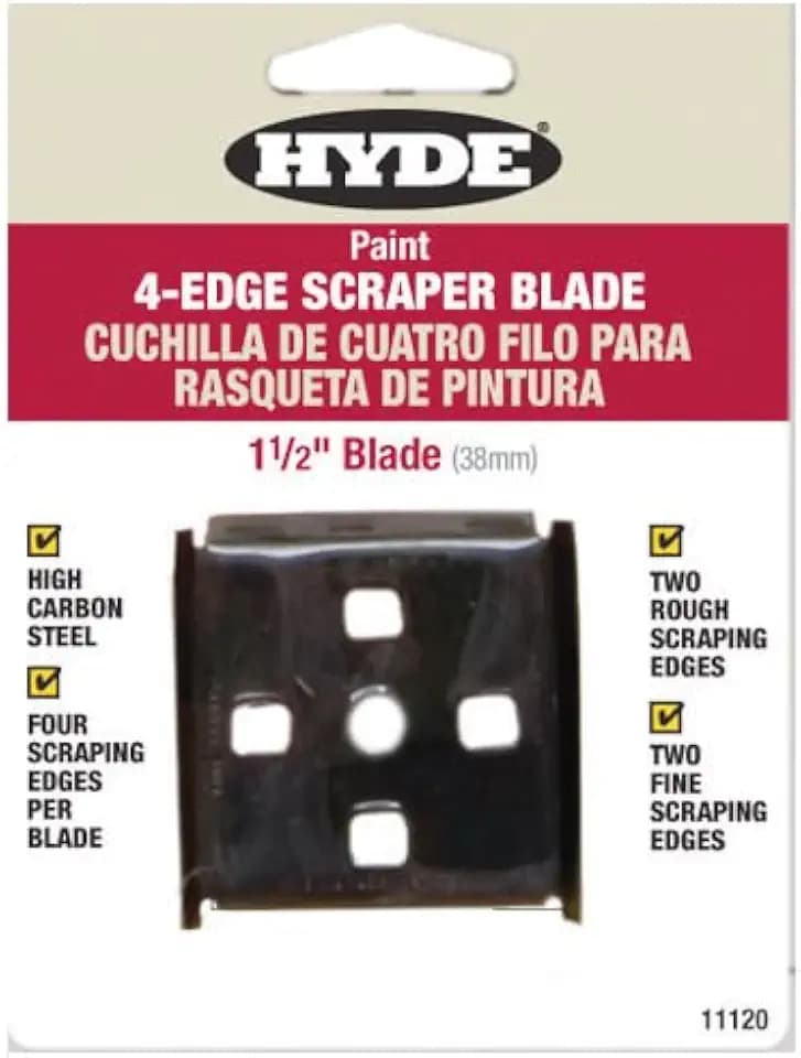 10-Pack of 1-1/2” Hyde 11120 Hyde Lifetime 4-Edge Replacement Scraper Blade