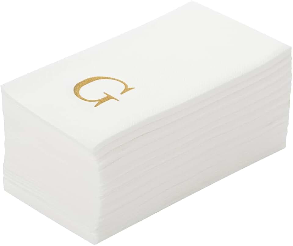 Restaurantware Paper Rectangle Gold Letter g Linen-Feel Napkin, 50 Ct