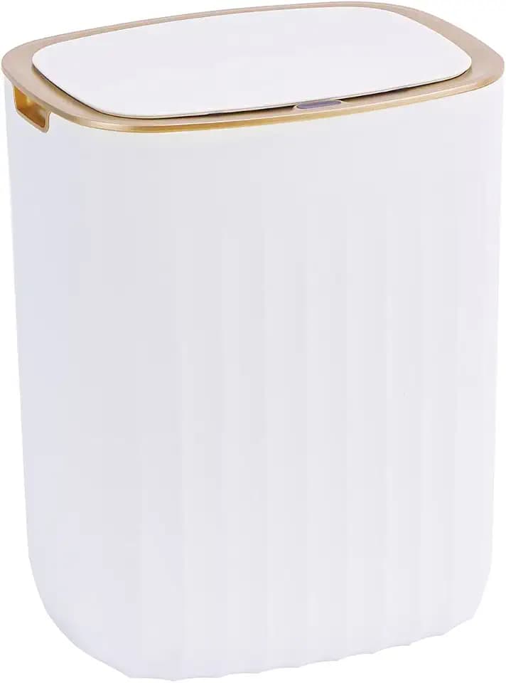 ELPHECO 3.5 Gallon Waterproof Motion Sensor Bedroom Trash Can with Lid Bathroom Decor, Bathroom Accessories Automatic Garbage Bin for Living Room Office, Golden