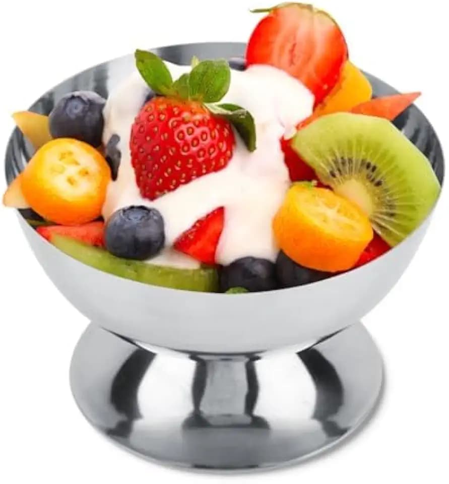 Ice Cream Cup 7oz/200ml Dessert Bowl Silver Footed Yogurt Snack Candy Cup