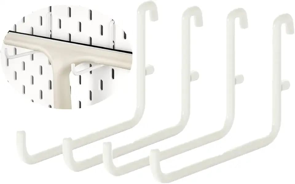 4 Pack L Style Pegboard Hooks,Pegboard Accessories,Pegboard Long Hooks 3.75" Hang Headphones or Brushes,Hammer or Broom, L Shape Peg Hooks Storage Hooks (White)