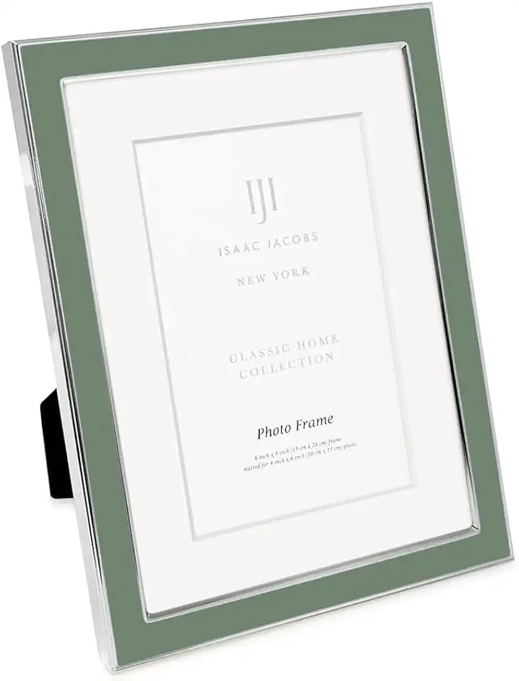 Isaac Jacobs 6x8 (Matted 4x6) Rosemary Green Enamel w/Silver Photo Frame
