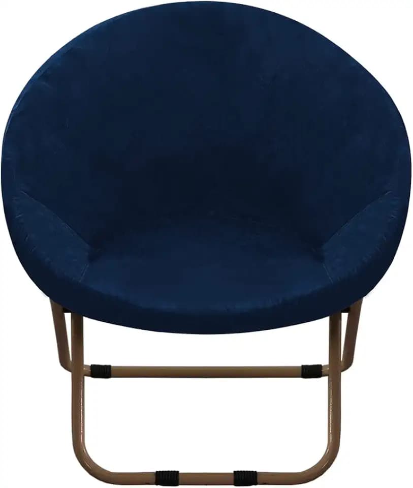 Velvet Papasan Chair Cover Slipcover – Stretch Round Saucer Cushion Cover, Fits 29-37 Inch, Washable Furniture Protector for Living Room, Dorm, Nursery (Navy, Medium)