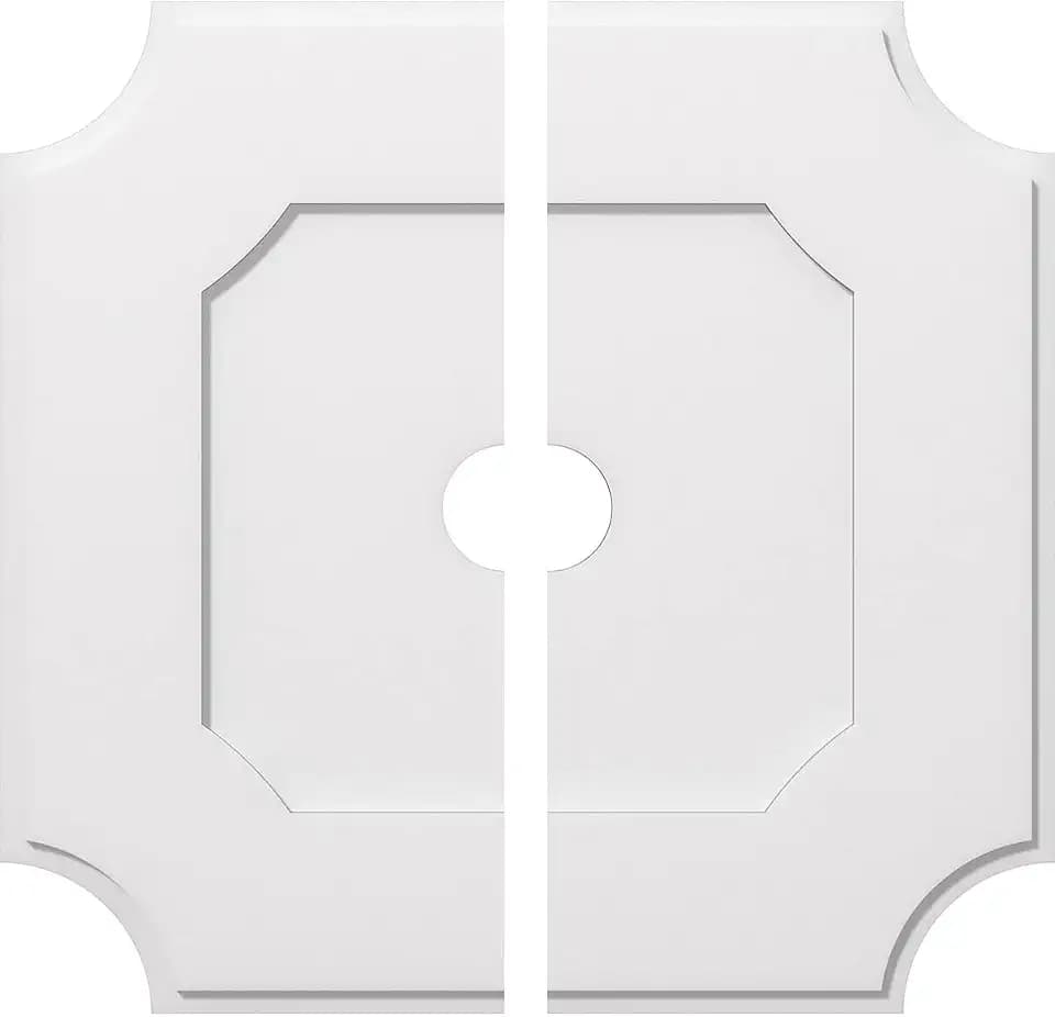 Ekena Millwork CMP32LE2-04000 Locke Architectural Grade PVC Contemporary, Two Piece Urethane Ceiling Medallions 32"OD x 4"ID x 19"C x 1"P