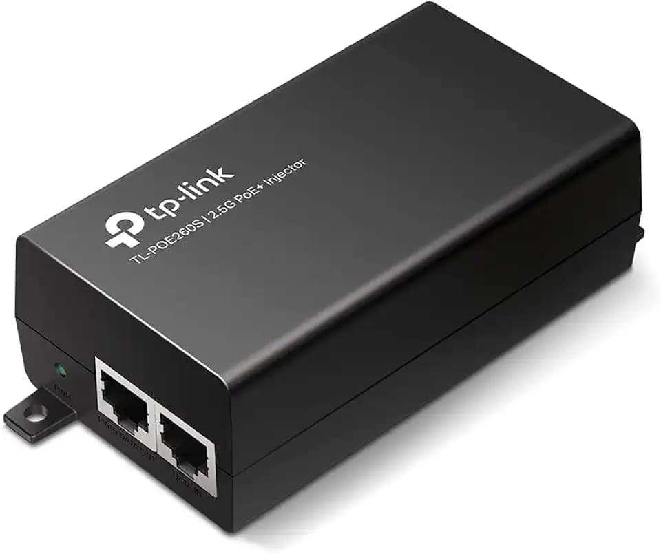 TP-Link POE260S PoE Injektor, 2 × 2,5 Gbps Ports, kompatibel mit IEEE802.3af/at, Gesamtleistung von bis zu 30W, Wandmontage und Desktop Design, Plug-and-Play