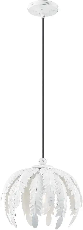 Livex Lighting 41231-60 Acanthus - One Light Mini Pendant, Antique White Finish with Antique White Metal Shade