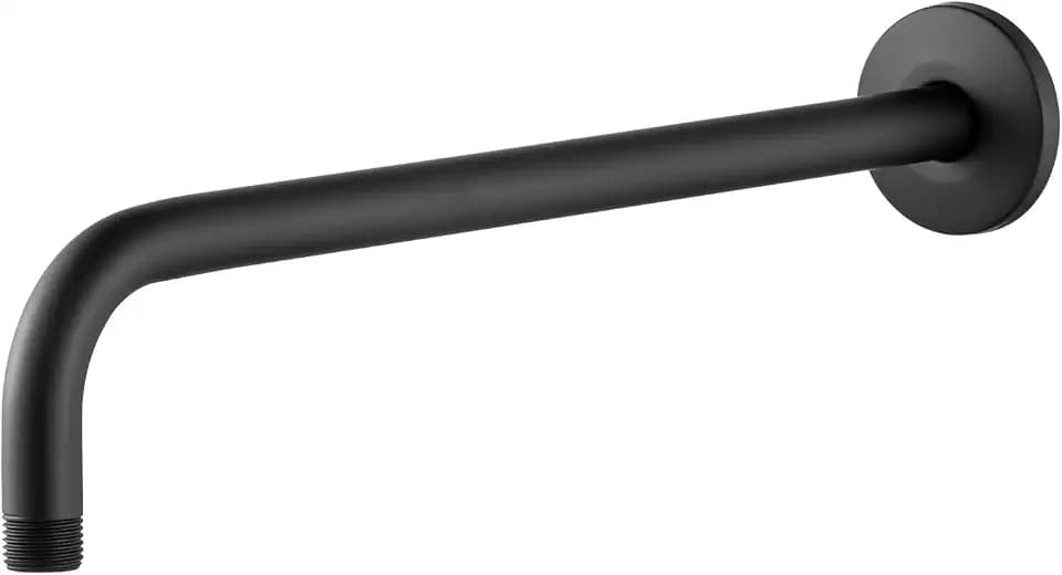 OFFO Shower Arm with Flange, 12 in Wall Mount Replacement Angle Shower Head Arm Wall-Mounted For Fixed Shower Head & Handheld Showerhead, Matte Black