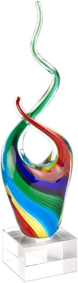 Badash Rainbow Murano-Style Art Glass Centerpiece - 14" Tall Mouth-Blown Glass Sculpture on Crystal Base - Contemporary Home Decor Accent Piece