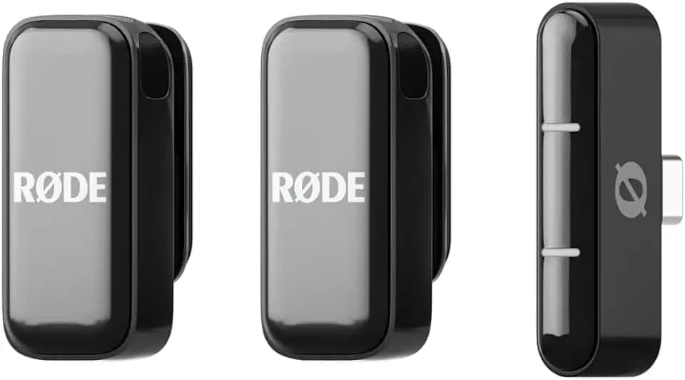 RØDE Wireless Micro - Kompaktes drahtloses Mikrofon, Zwei Mikrofone mit Ladehülle für die Erstellung von Inhalten auf dem Smartphone - USB-C, Schwarz